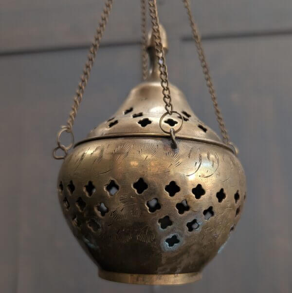 Slightly Unusual Eastern Tradition Hanging Brass Censer Thurible Incense Burner