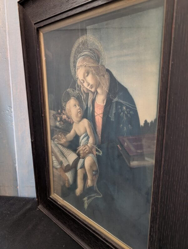19th Century Well Framed Colour Lithograph of Botticelli's Madonna of the Book