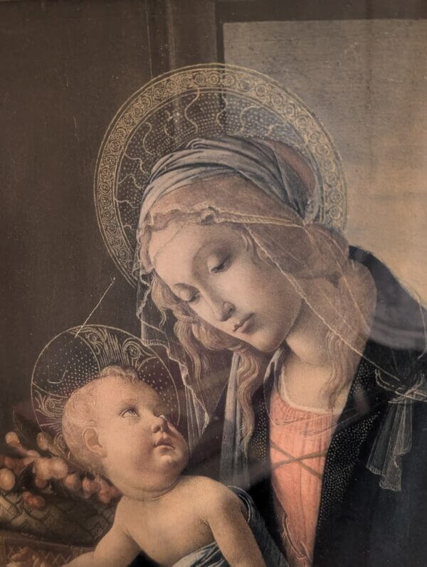 19th Century Well Framed Colour Lithograph of Botticelli's Madonna of the Book