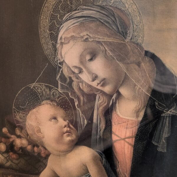 19th Century Well Framed Colour Lithograph of Botticelli's Madonna of the Book