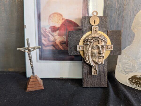 Group of Four Christian Items Crosses and some Lourdes Water