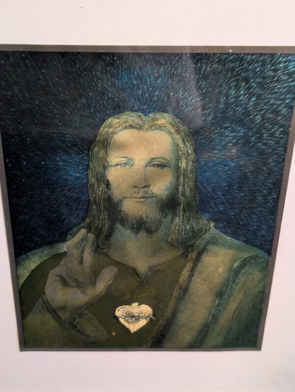 Hologram Like Metal Etching Foil Print Of Christ The Sacred Heart