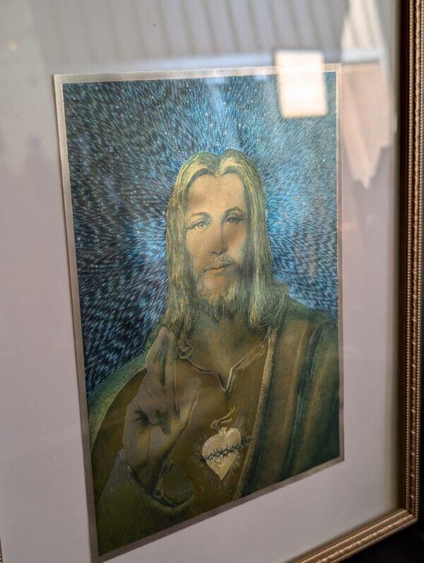 Hologram Like Metal Etching Foil Print Of Christ The Sacred Heart