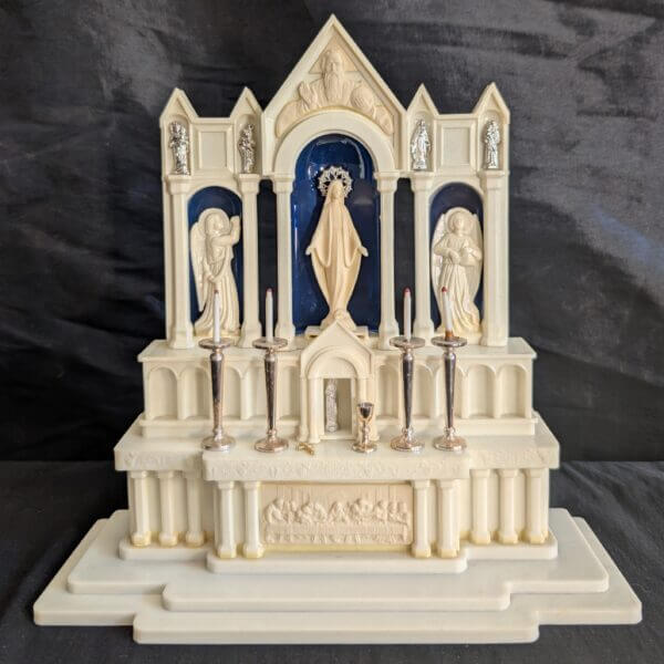 1960's Miniature Plastic Catholic Altar With Figures and Accessories