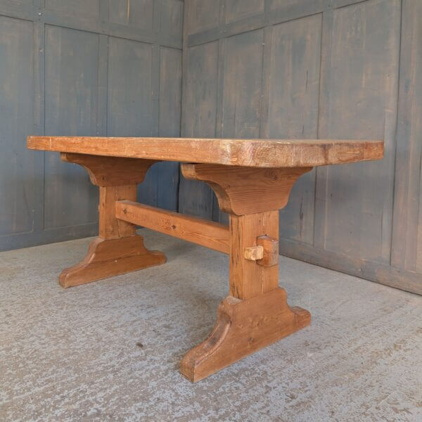 Small to Medium Size Well Used Chunky Pine Refectory Table