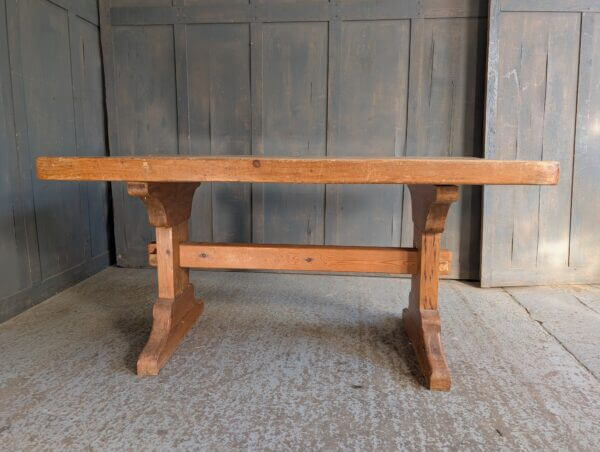 Small to Medium Size Well Used Chunky Pine Refectory Table