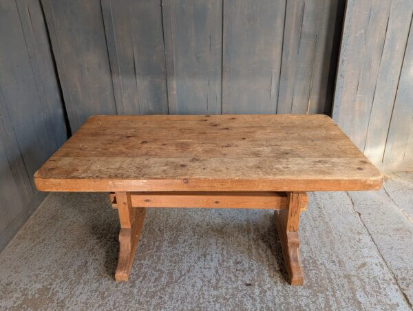 Small to Medium Size Well Used Chunky Pine Refectory Table