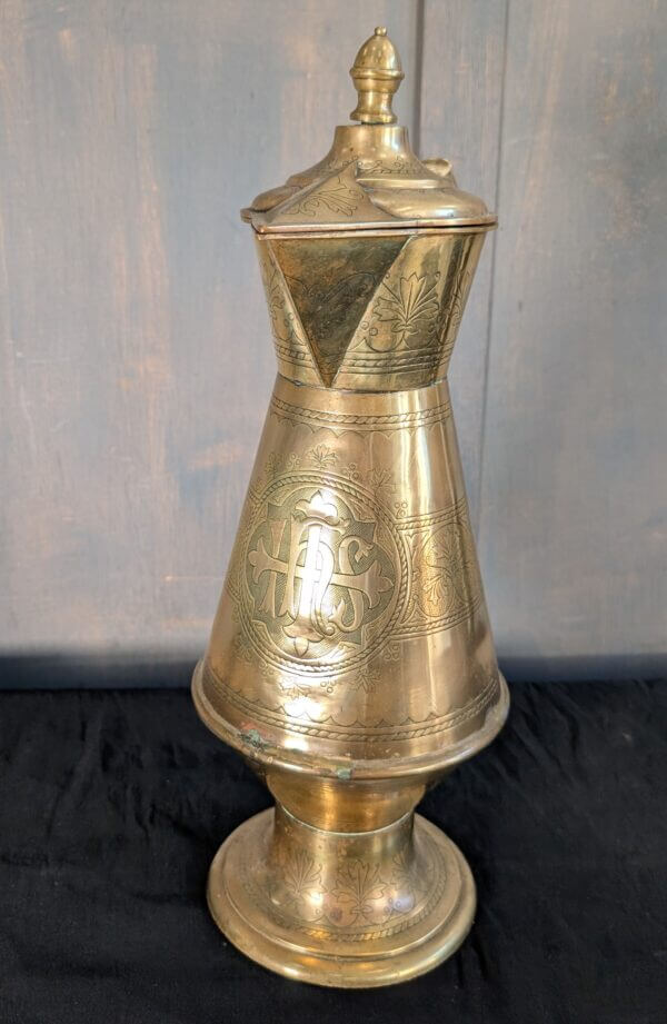 Ornate Highly Detailed Victorian Brass Baptismal Ewer Jug