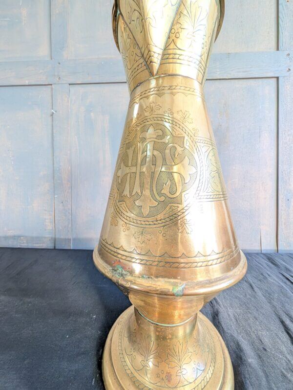 Ornate Highly Detailed Victorian Brass Baptismal Ewer Jug