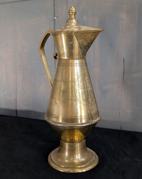 Ornate Highly Detailed Victorian Brass Baptismal Ewer Jug
