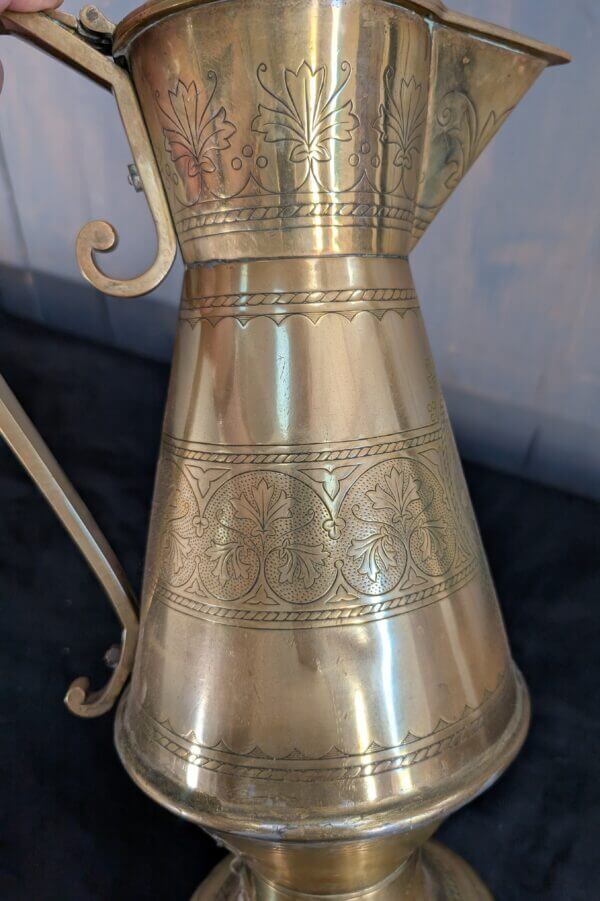 Ornate Highly Detailed Victorian Brass Baptismal Ewer Jug