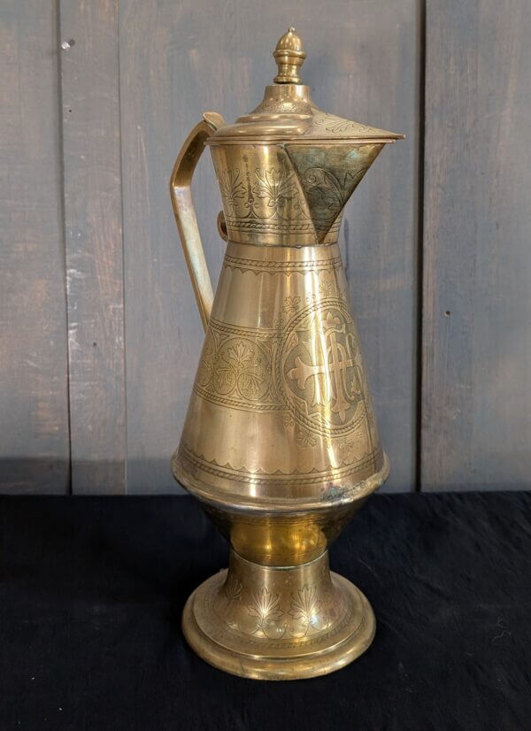 Ornate Highly Detailed Victorian Brass Baptismal Ewer Jug