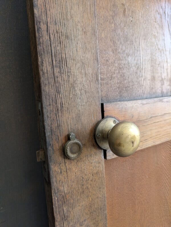 Mid Century Oak Vintage 8 Panel Interior Door with Brass Handles #1