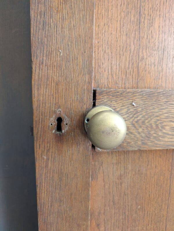 Mid Century Oak Vintage 8 Panel Interior Door with Brass Handles #2