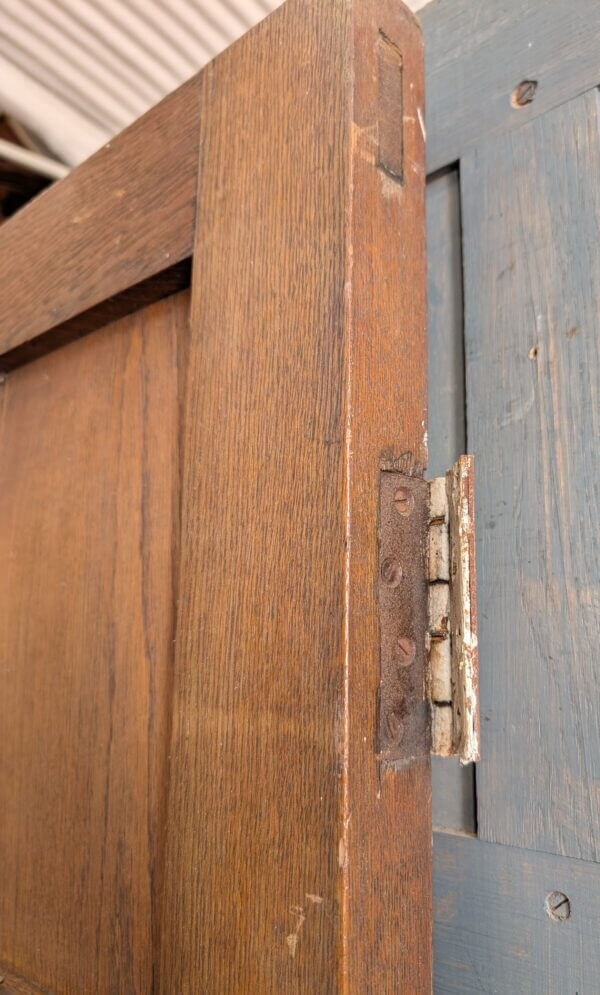 Mid Century Oak Vintage 8 Panel Interior Door with Brass Handles #2