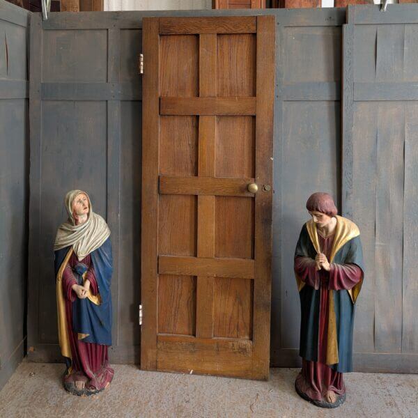 Mid Century Oak Vintage 8 Panel Interior Door with Brass Handles #2