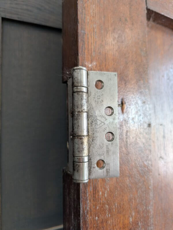 Mid Century Oak Vintage 8 Panel Interior Door with Brass Handles #3