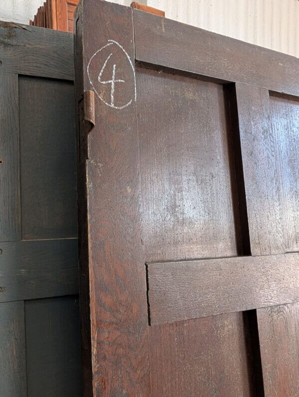 Mid Century Oak Vintage 8 Panel Interior Door with Brass Handles #4