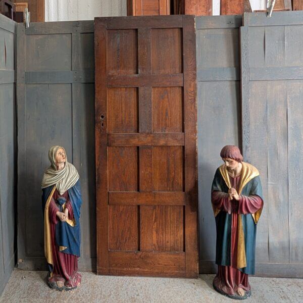 Mid Century Oak Vintage 8 Panel Interior Door with Brass Handles #4