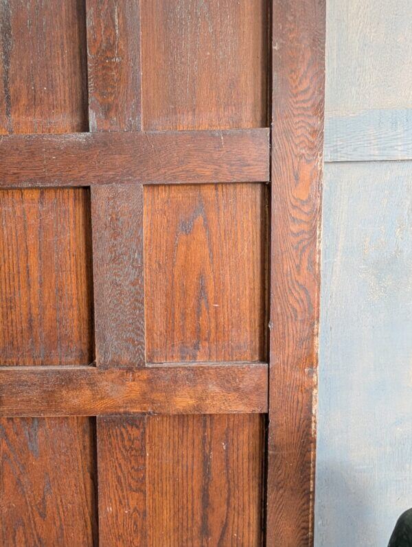 Mid Century Oak Vintage 8 Panel Interior Door with Brass Handles #4