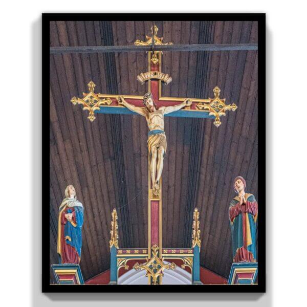 Excellent Quality Gothic Carved Antique Wooden Rood Cross and Figures from Rugby