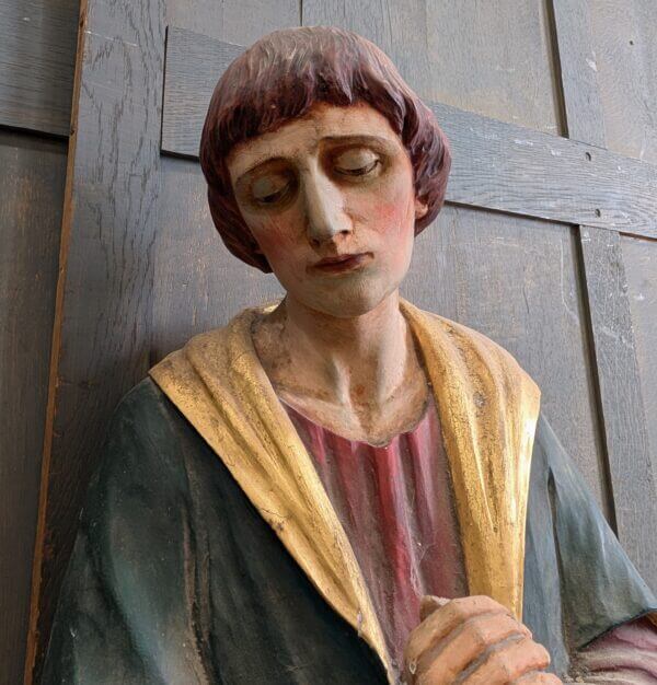 Excellent Quality Gothic Carved Antique Wooden Rood Cross and Figures from Rugby