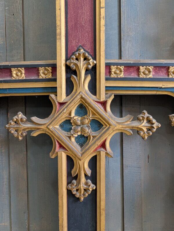 Excellent Quality Gothic Carved Antique Wooden Rood Cross and Figures from Rugby