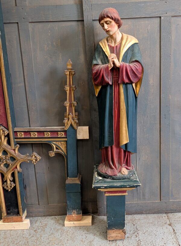 Excellent Quality Gothic Carved Antique Wooden Rood Cross and Figures from Rugby