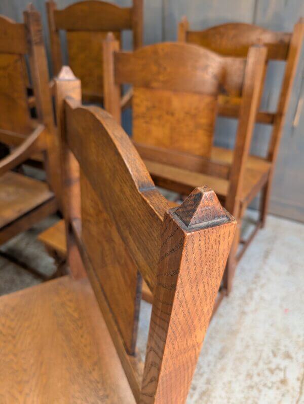 Set of Eight Mid Century Elizabethan Style Oak Chairs