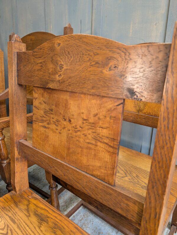 Set of Eight Mid Century Elizabethan Style Oak Chairs