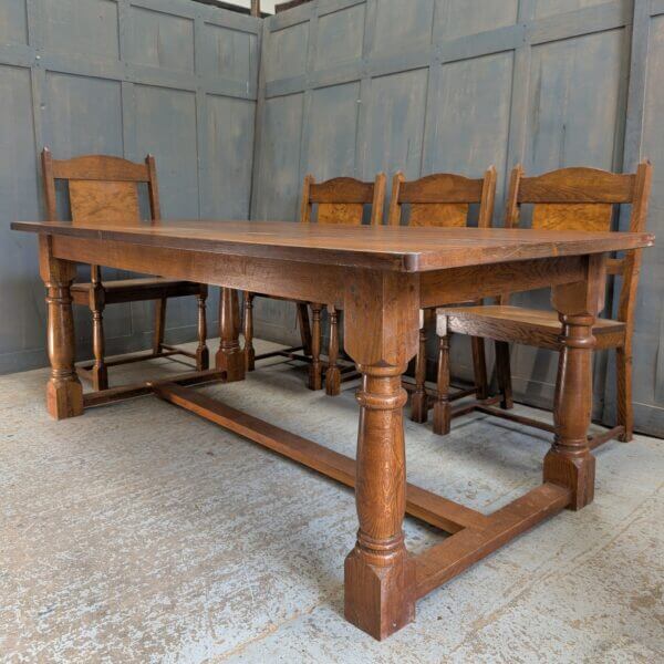 Classic Oak Mid Century Long Refectory Table