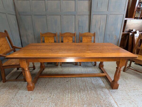 Classic Oak Mid Century Long Refectory Table