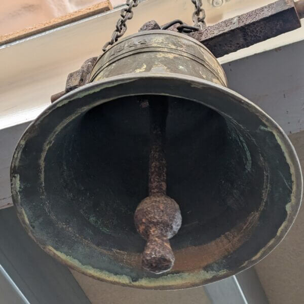 Small 1844 Church Bell with Clapper, Hanger and Rope Bracket