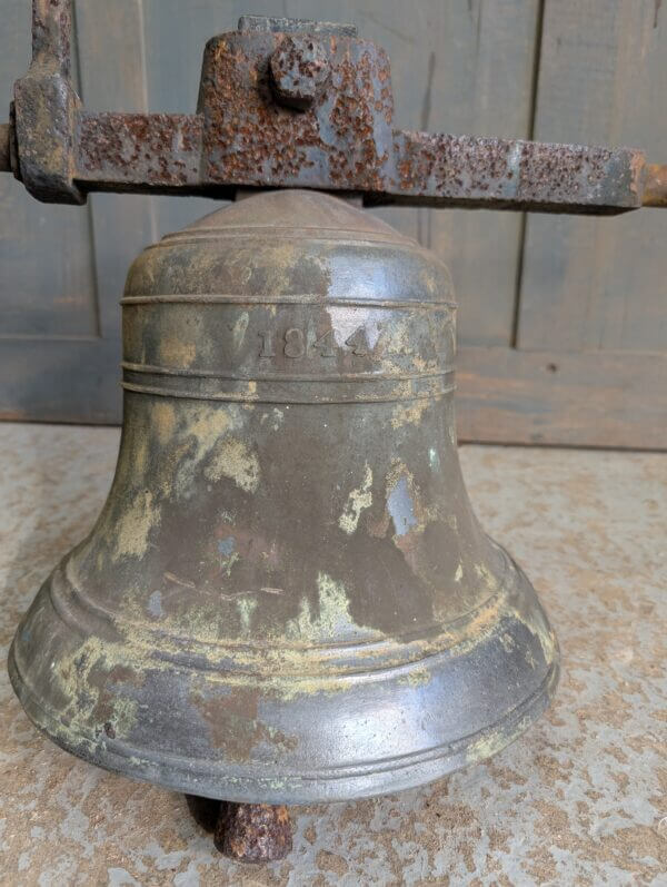 Small 1844 Church Bell with Clapper, Hanger and Rope Bracket