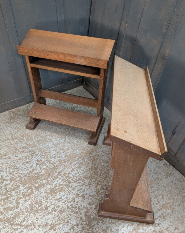 Pair of Mid Century Oak Prayer Desks from St Matthias Torquay