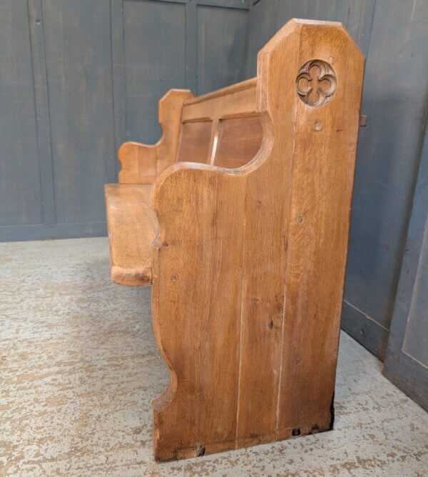 Both Shaped Ends Carved Pure Classic Pale Oak Gothic Church Pew Benches from St Oswalds Rugby