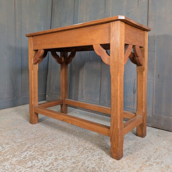 Mid Century Oak Credence Table with Shaped Apron Supports