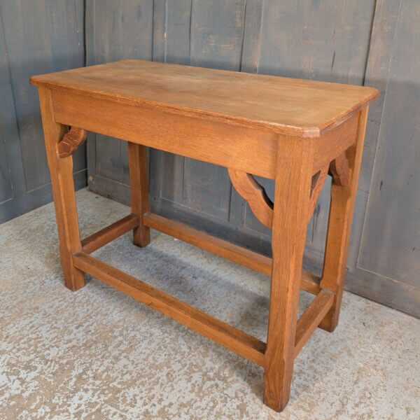 Mid Century Oak Credence Table with Shaped Apron Supports