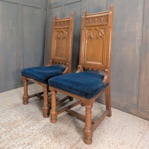 1920's Vintage Oak Gothic Church Servers Chairs from New Brighton