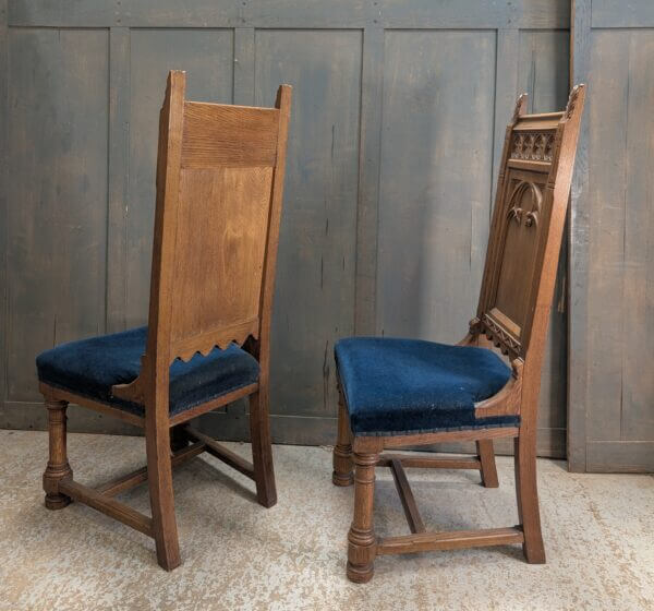 1920's Vintage Oak Gothic Church Servers Chairs from New Brighton