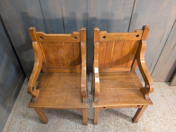 Simple 1930's Gothic Oak Clergy Chairs from St Stephen's Liverpool