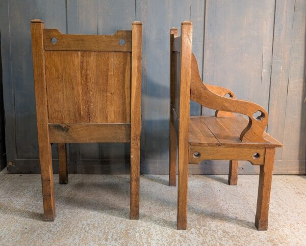 Simple 1930's Gothic Oak Clergy Chairs from St Stephen's Liverpool