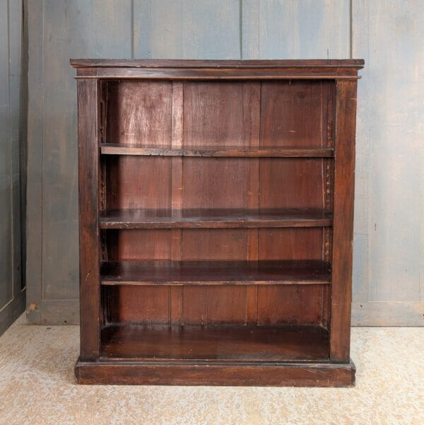 Simple Dark Stained Victorian Pine Bookcase with Adjustable Shelves