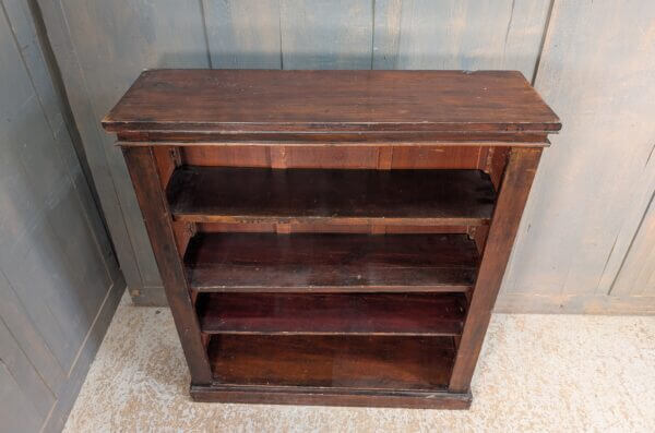 Simple Dark Stained Victorian Pine Bookcase with Adjustable Shelves
