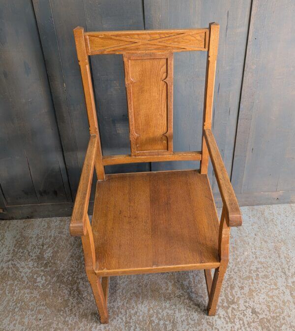 Simple 'Hint of Gothic' 1960's Vintage Pale Oak Church Clergy Armchair