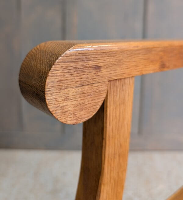 Simple 'Hint of Gothic' 1960's Vintage Pale Oak Church Clergy Armchair