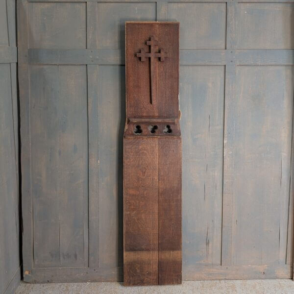 Oak Gothic Feature Panel with Trefoils and Cross