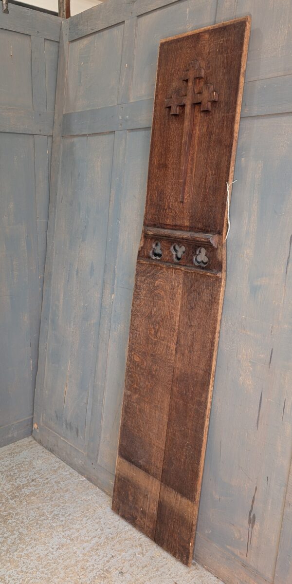 Oak Gothic Feature Panel with Trefoils and Cross