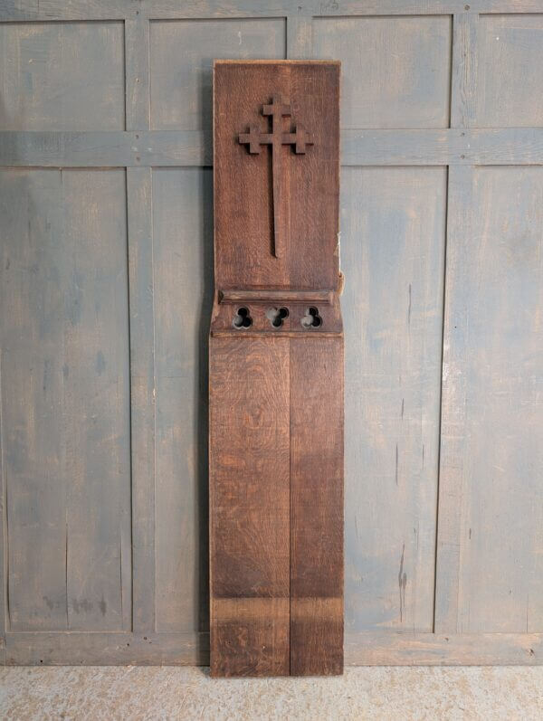 Oak Gothic Feature Panel with Trefoils and Cross
