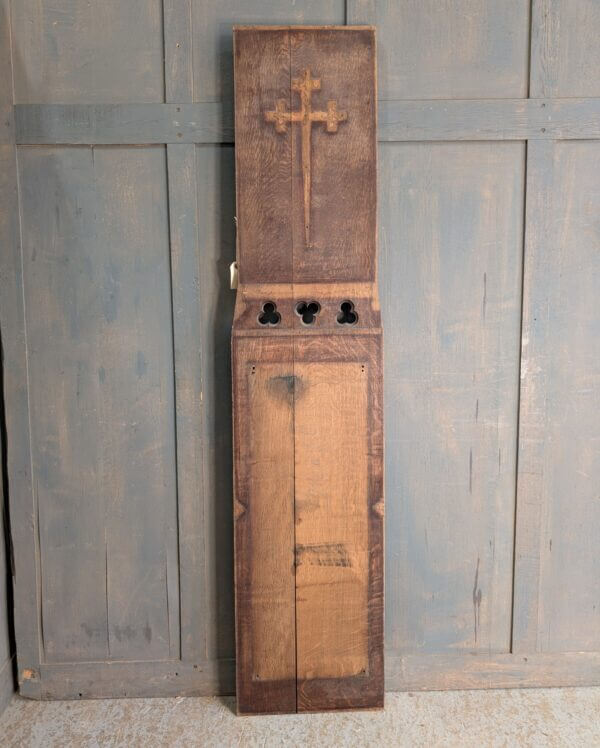 Oak Gothic Feature Panel with Trefoils and Cross
